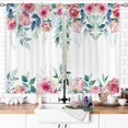 thumbnail image 2 of Pink Floral Kitchen Curtains Rod Pocket Abstract Flower Peony Spring Watercolor Green Leaves Small Short Cafe Tier Curtains Blossoming Window Treatment Drapes Decor(27.5W X 39L Inch 2 Panels), 2 of 6