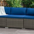 thumbnail image 2 of CorLiving Parksville Resin Wicker Rattan and Steel Patio Sectional Middle Chair with Cushions, Sold Individually, Use to Expand an Outdoor Set, 2 of 9