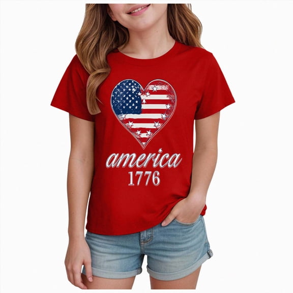 BOBOGOJP Happy 250 Shirt Kids 4th of July Toddler Shirts-1776-2026 Doodle 250th Anniversary Tee 3-8T Top Red for Size 11-12 Years