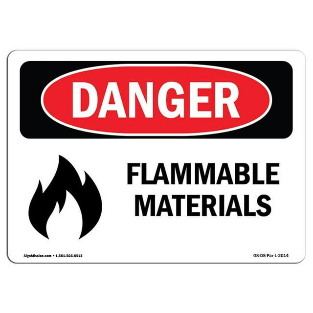 SignMission OS-DS-A-1218-L-2014 12 x 18 Po Signe de Danger OSHA - Matériaux Inflammables