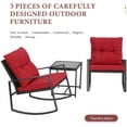 thumbnail image 6 of SUNCROWN 3-Piece Outdoor Patio Bistro Set Black Wicker Rocking Chairs and Coffee Table (Red Cushion), 6 of 8