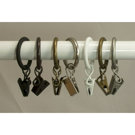 Urbanest 1" Metal Curtain Rod Rings with Clips and Eyelets, Fits up to 3/4″ Rod – Durable Drapery Rings for Smooth Gliding & Secure Grip, 40 Pieces, Oil-rubbed Bronze(ORB)