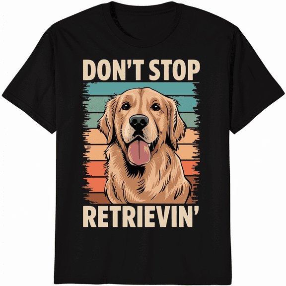 Retro Style Dont Stop Retrievin Golden Retriever Dog Men's Black T-Shirt