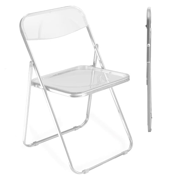 XUEGW Acrylic Plastic Folding Chair 2 Pack, Portable Foldable Chair Easy to Use & Store, Comfy Party Seats for Home Office Party, Transparent