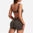 thumbnail image 4 of Teissuly Womens Sexy Bodysuit Backless V Back Scrunch Stretch Shorts Jumpsuit Rompers, 4 of 9