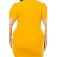 thumbnail image 6 of Women's Plus Size V-neck Sheath Dress with Buckle Accent and Puff Sleeves, 6 of 6