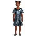thumbnail image 2 of Wonder Nation Girls Metallic Knit Puff Sleeve Dress, Sizes 4-18 & Plus, 2 of 5