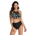 thumbnail image 3 of Franhais Parent Child Bikini Swimsuit Set Double Lotus Leaf Print Halter Neck Strap Irregular Style Leisure Mother and Daughter Swimsuit, 3 of 9