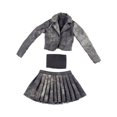thumbnail image 4 of Conjunto de chaqueta corta, falda plisada y top de tubo a escala 1/6, accesorios suaves y portátiles. Gris negro, 4 of 9