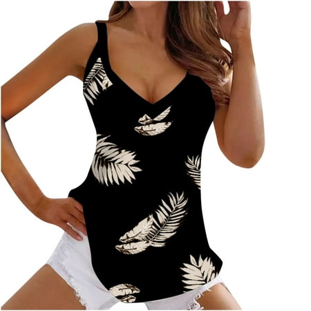 

Summer Women s Sleeveless Tops Wmens Floral Print Tanks Tops Sleeveless Sexy Cleavage Shirts Loose Fit Casual Cami
