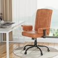 thumbnail image 3 of VECELO Office Chair, PU Leather Desk Chair with High Back and Padded Armrests, Height Adjustable Computer Task Chairs with Wheels, Brown, 3 of 6