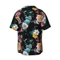 thumbnail image 5 of Uemuo Hibiscus Rose Pattern Cotton Linen Short Sleeve Shirts,Casual Lightweight Button Down Shirts,Vacation Beach Summer Tops-, 5 of 7