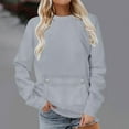 thumbnail image 2 of Miluxas Womens Casual Crew Neck Long Sleeve Sweatshirts Lightweight Solid Color Pullover Tops Gray XL(XL), 2 of 5