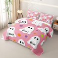 thumbnail image 3 of Feelyou Cartoon Ghost Boo Twin Quilt Set, Cute Polka Dot Twin Coverlet Set, Pink White, 2 Pieces, 1 Comforter and 1 Pillowcase, 3 of 7