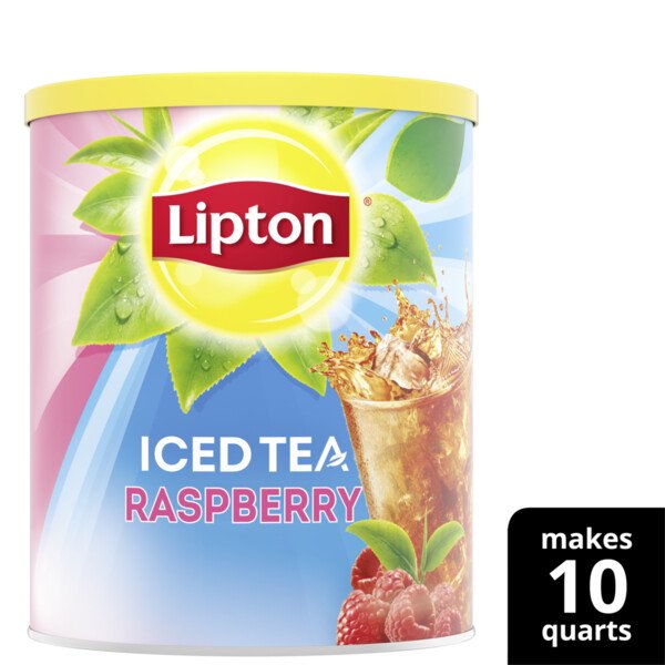 Lipton Iced Tea Mix Black Tea, Raspberry, Caffeinated, 10 Quarts