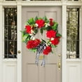 thumbnail image 2 of Wreath for Front Door Winter Wreath Christmas Wreath Red Geranium Wreath 18 Inch Handmade Wreath Farmhouse Rustic Decor Wreath, 2 of 5
