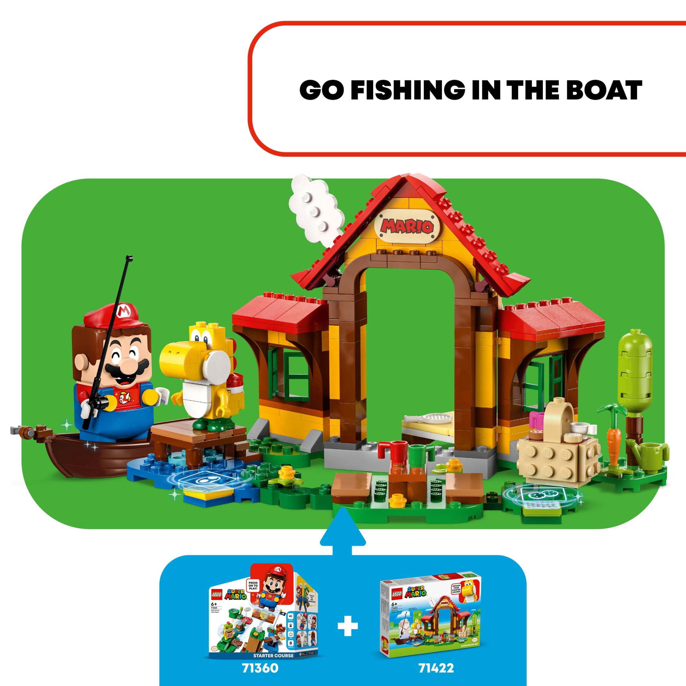 LEGO Super Mario Picnic at Mario’s House Expansion Set 71422, Collectible Playset with Yellow Yoshi Figure, Buildable Game Toy to Expand a Starter Course, Super Mario Birthday Gift for 6-8 Year Olds