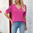 thumbnail image 2 of Giftesty Womens Tops Plus Size Women's Fashion Solid Color V-neck Comfortable Loose T-Shirt Blouse Casual Tops, 2 of 8