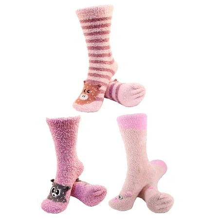 

Super Soft Warm Cute Animal Non-Slip Fuzzy Crew Winter Home Socks - Assortment 14 3 Pairs - Value Pack