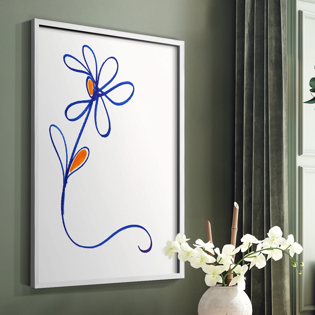 Wobbly Blooms I Framed Print - Solid Wood in Single Picture Frame Solid Wood 2 Framed Print