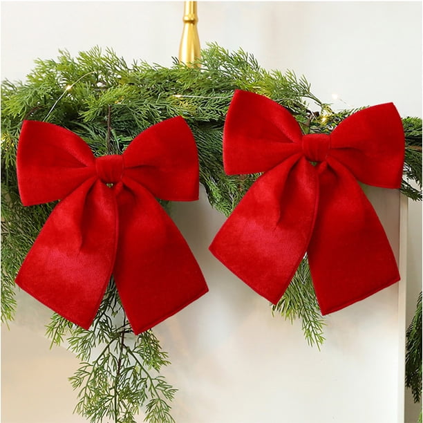 pstuiky Lazo navideño preatado para guirnalda de árbol de Navidad y decoración exterior. Adorno para puerta. Guirnalda navideña para otoño e invierno.