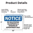 thumbnail image 2 of (2 Pack) No Solicitation Salespeople And Vendors By OSHA Notice Sign 10 Inch X 7 Inch Indoor / Outdoor Rust-Free Aluminum Metal Signs for Workplace, Workshop, and Construction Site,, 2 of 8