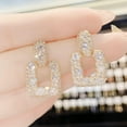 thumbnail image 3 of Gold Statement Geometric  Dangle Earrings for Women Fashion Cute Cubic Zirconia Crystal Rhinestone Drop Hoop Earrings - Prom Wedding  Stud Jewelry Bride Gift, 3 of 6