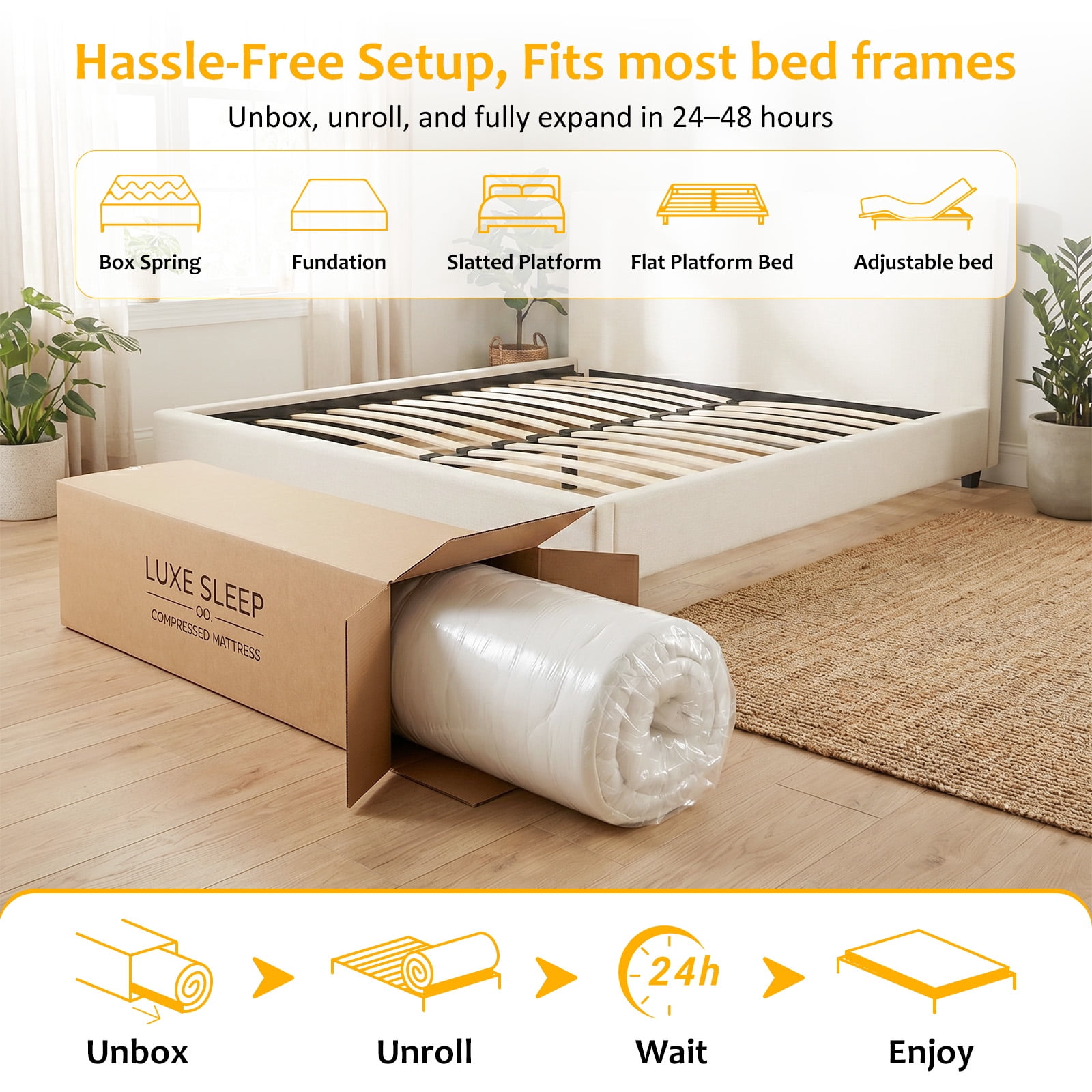 Mattress King 12 inches, Memory Foam Mattress Bed in a Box Medium Firm for Pressure Relief