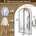thumbnail image 3 of Aovky 40” Garment Bag, Clear Garment Bags for Hanging Clothes with 4" Gusseted,  Suit Bags for Closet Storage and Travel for Coat, Jacket, Sweater, Shirts, 4 Packs, 3 of 7