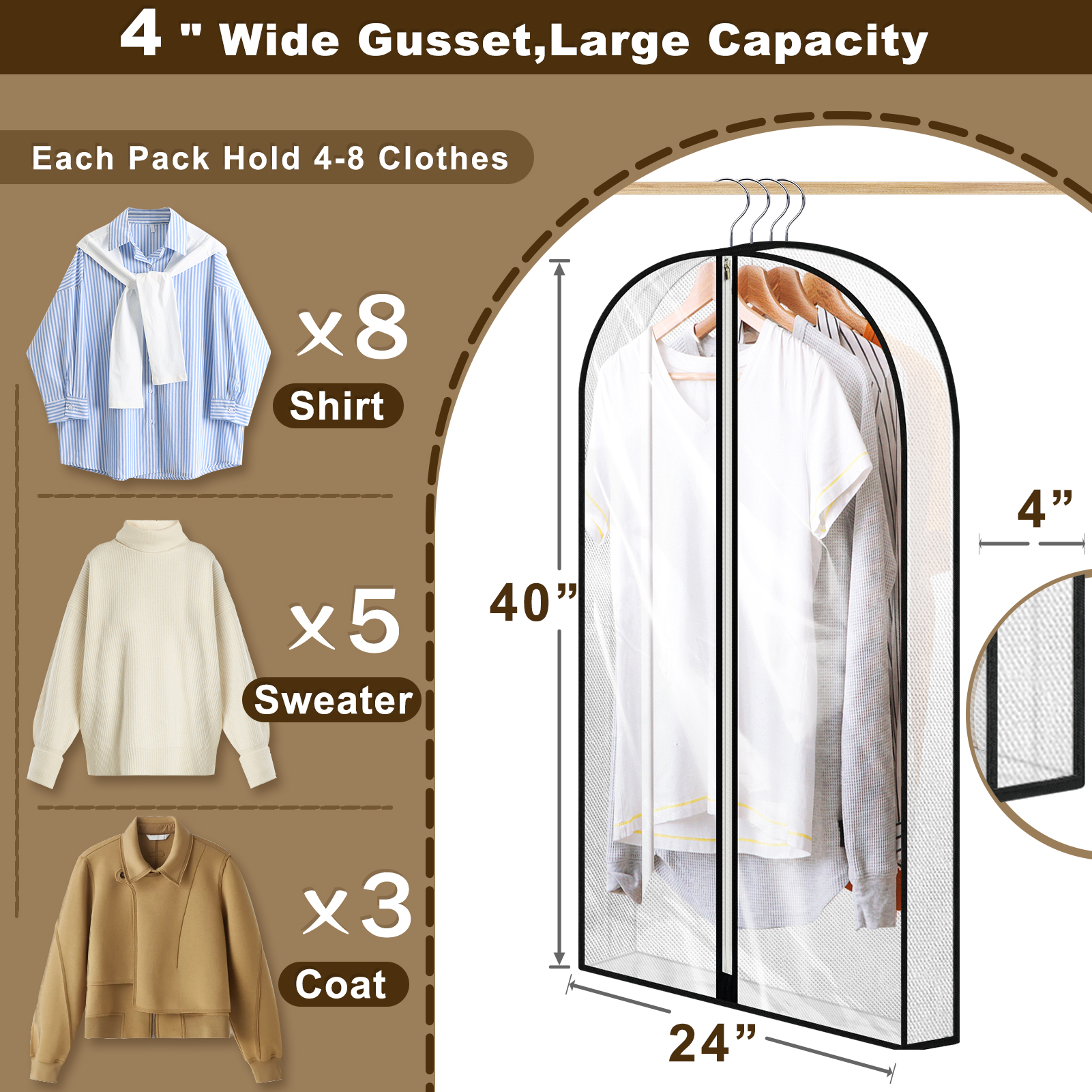 Aovky 40-Inch Garment Bag, 4-Pack photo 2