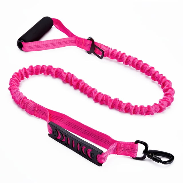 5ft Heavy-Duty Bungee Dog Leash, Shock Absorbing Elastic Lead with Dual Padded Handles, Reflective Training Leash for Medium Large Dogs