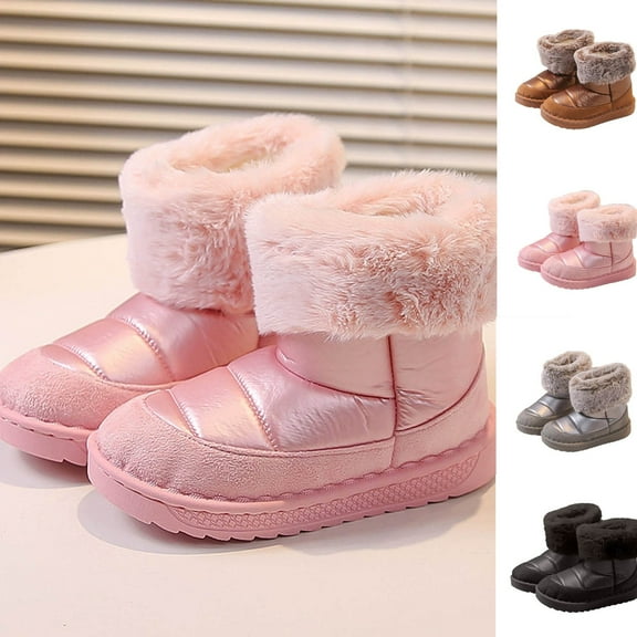 Toddler Kids Girls' Boots Snow Boots with Faux Fur Footwear Fleece Lined Winter Fashion Warm Footwear Warm Boots Toddler Shoes Solid Color Breathable Winter Fashion Footwear