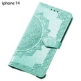 thumbnail image 2 of Estuche tipo billetera, estuche abatible de cuero de PU con relieve en folio Ranuras para tarjetas con soporte magnético para iPhone 14 Zhivalor CPB-SSW888-5, 2 of 5