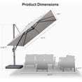 thumbnail image 6 of PURPLE LEAF 10 FT Outdoor Patio Cantilever Umbrella with base, 360° Rotation Offset Square Umbrella with Fade-Resistant Recycled Fabric for Deck, Pool & Garden, Light Grey, 6 of 15