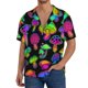 thumbnail image 1 of Balery Bright Mushrooms Camisa Casual de Manga Corta con Botones para Hombre, Texturizada, Estilo Cubano, para Playa, Verano-Small, 1 of 5