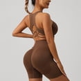 thumbnail image 4 of Two Piece Workout Sets For Women Tank Top Matching High Waist Booty Lifting Shorts Gym Yoga Active Wear Outfits,Quick Dry(Coffee,L), 4 of 9