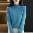 thumbnail image 5 of Blue Womens Sweaters, Women'S Semi Turtleneck Sweater Long Sleeve Solid Color Pullover with A Base Shirt Autumn andWinter Warm Loose Sweater 3Xl, 5 of 5