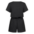 thumbnail image 6 of Womens Summer Casual Solid Short Sleeve V-Neck Swiss Dot Short Jumpsuits Elastic Waist Loose Lightweight Shorts Rompers, 6 of 7