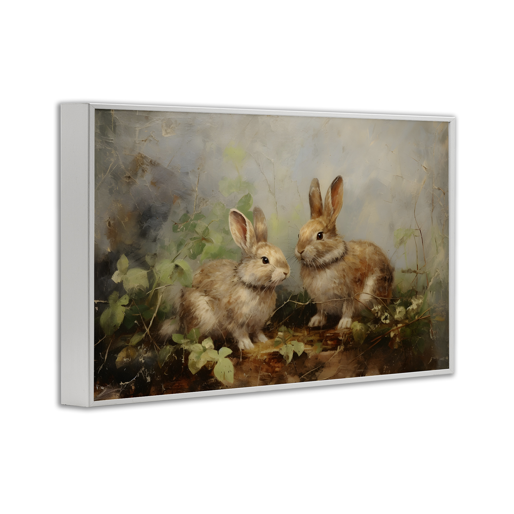 Stupell Industries Wild Rabbits in Nature Animals & Insects Painting White Framed Art Print Wall Art, 30 x 20