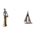 thumbnail image 1 of Figura decorativa de una mujer tribal africana con un barco de vela, ideal para decorar hoteles, hogares, salas de estar y escritorios., 1 of 8