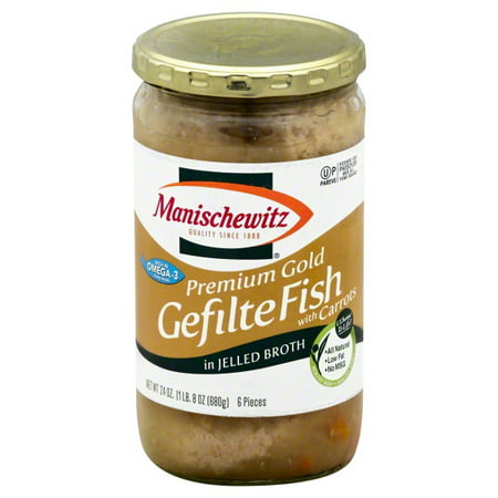 Manischewitz Premium Gold Gefilte Fish with Carrots in Jelled Broth, 6 count, 24 (Best Seafood In Mystic Ct)