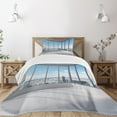 thumbnail image 3 of Ambesonne Cityscape Quilted Bedspread Set 2 Pcs, Office with Sunny Sky, Twin Size, Sky Blue Grey and White, 3 of 6