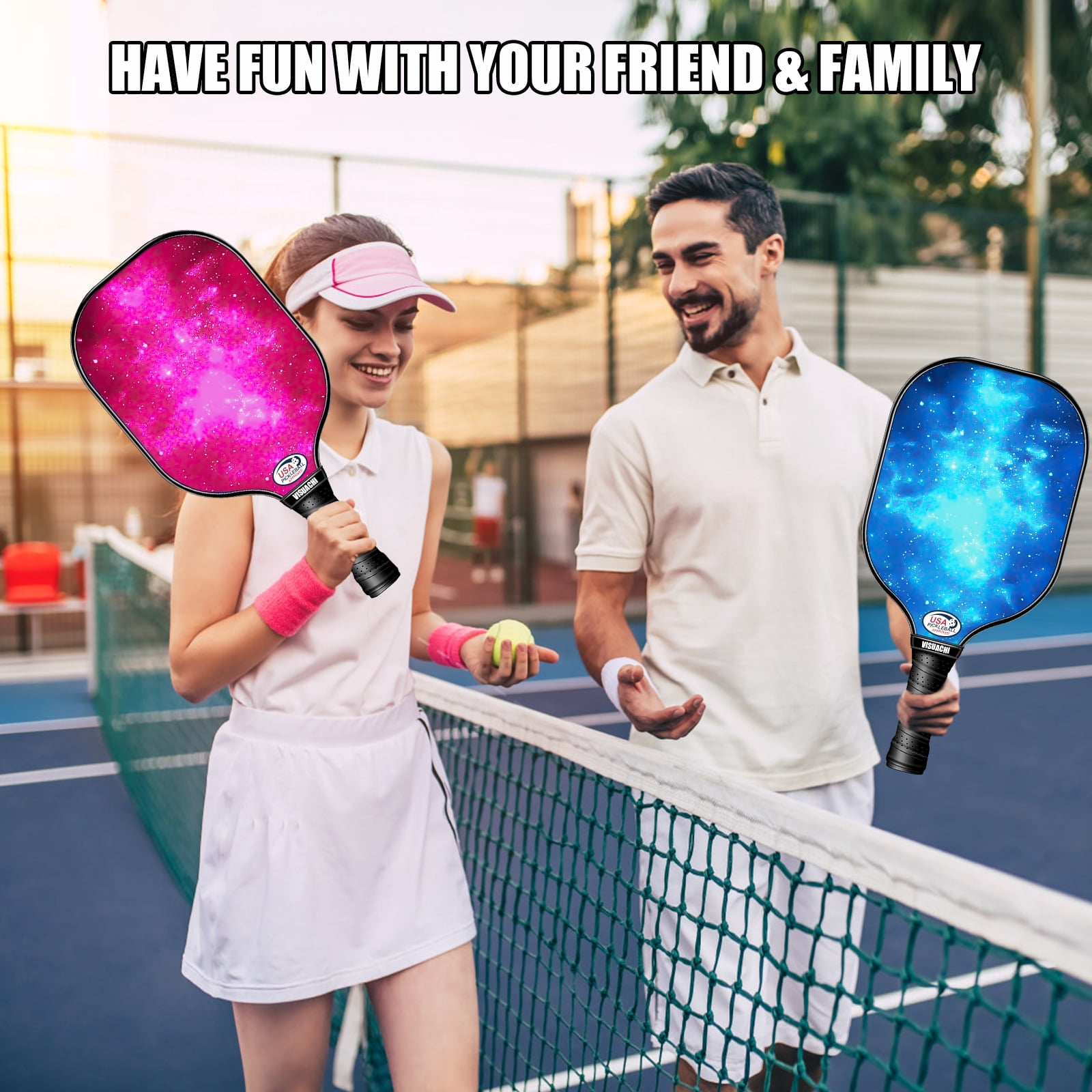 VCBAVC Pickleball Paddles Set of 2, Fiberglass Pickleball 2 Pack with 4 Balls 1 Backpack Bag