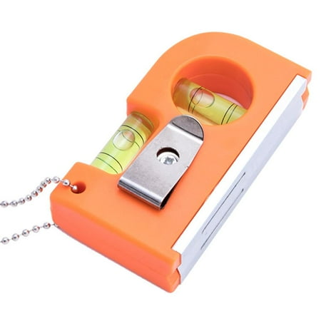 

Aktudy 2 in 1 Mini Level Tool 2 Bubble Spirit Leveler Metal Chain Hook (Orange)