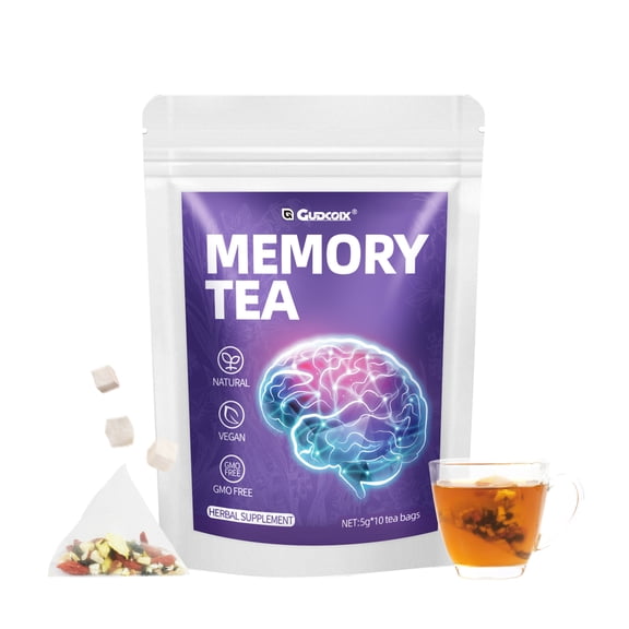 Gudcoix Memory Tea Herbal Tea Blend, Caffeine Free Herbal Tea Bags, 10 Tea Bags, Vegan, Non-GMO