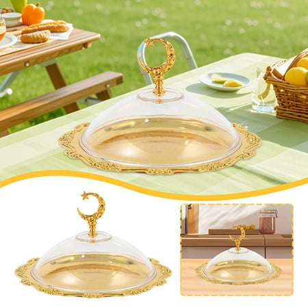 

European Glass Serving Tray - Vintage Handmade Centerpiece Bowl for Fruits Snacks & Home Decor | Coffee Table Decorations Gift-Worthy Dining Accessories (Gold)