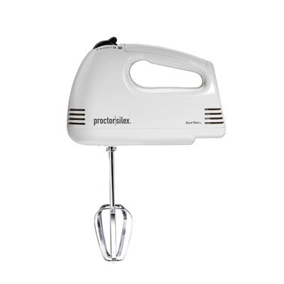 5 Speed Hand Mixer - White: Kitchen Mixer, Handheld, Dishwasher-Safe Parts, 120W, Plastic