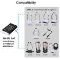 thumbnail image 3 of Rechaegeable Li-ion Battery for SIMOLIO Wireless TV Headphones SM-823 & SM-824 Series and SM-863D, Rechargeable and Replaceable Battery for Simolio Wireless TV Hearing Assistance Headsets, 3 of 4
