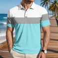 thumbnail image 2 of Uwinwear Men's Polo Shirts Striped printed Short Sleeve Casual Polo Shirts Slim Fit Golf Shirts Big and Tall Summer Outdoor Lightweight Tops,Light Gray,XL, 2 of 6