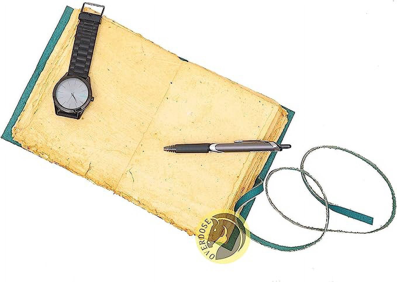 OVERDOSE Deckle Turquoise Leather Journal - Vintage Travel Journal for Men & Women Sketch Writing Diary Sketchbook Book of Shadows Handmade Vintage Deckle Edge Paper - 5 x 7 inches | 12 x 17 cm | A6